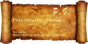 Petrikovich Ibolya névjegykártya